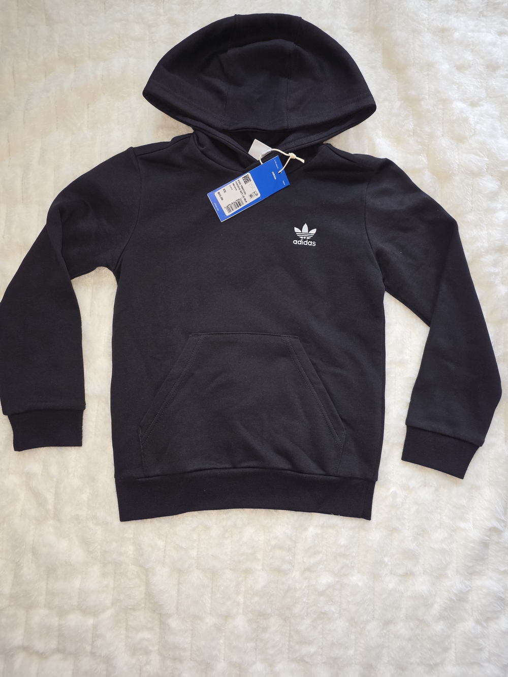 adidas Black Crewneck Hoodie with Trefoil Logo